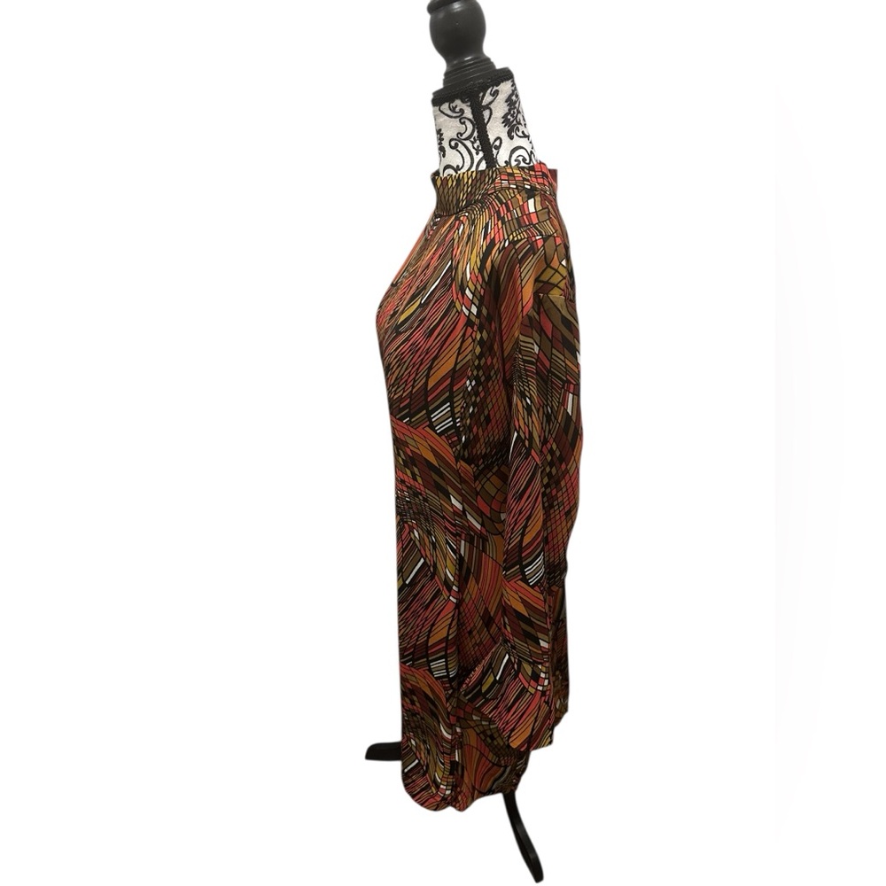 V. by Vanessa Williams Woven Geo Printed Bell Sleeve Lined Dress Size XL - Picture 2 of 8